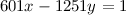 601x - 1251y = 1
