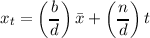     (  )     (  )
x =   b- x +  n-  t
 t    d        d
